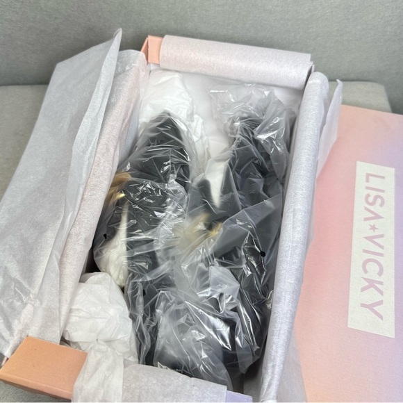 Lisa Vicky Women’s Nappa Loafer Mule Chain-Link Detail Zippy-V Black Sheep 7M - Picture 6 of 8